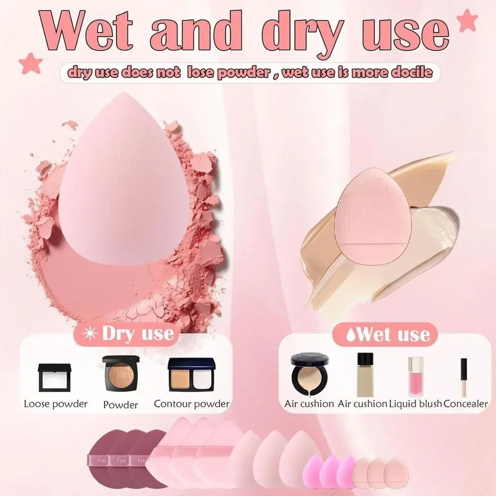 48Pieces Pink Professional Premium Synthetic Make up Brushes With Makeup Sponge